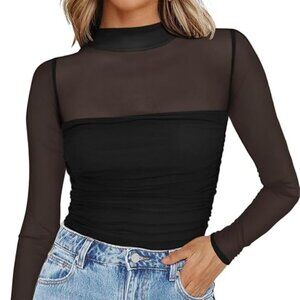 Mesh Sheer Long Sleeve Top NWT